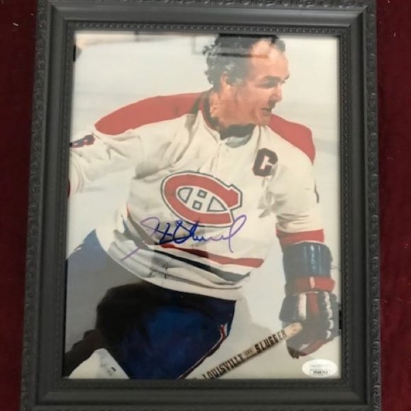 FRAMED NHL MONTREAL CANADIENS JSA CERTIFIED COA Autograph Picture HENRI RICHARD - Picture 1 of 3